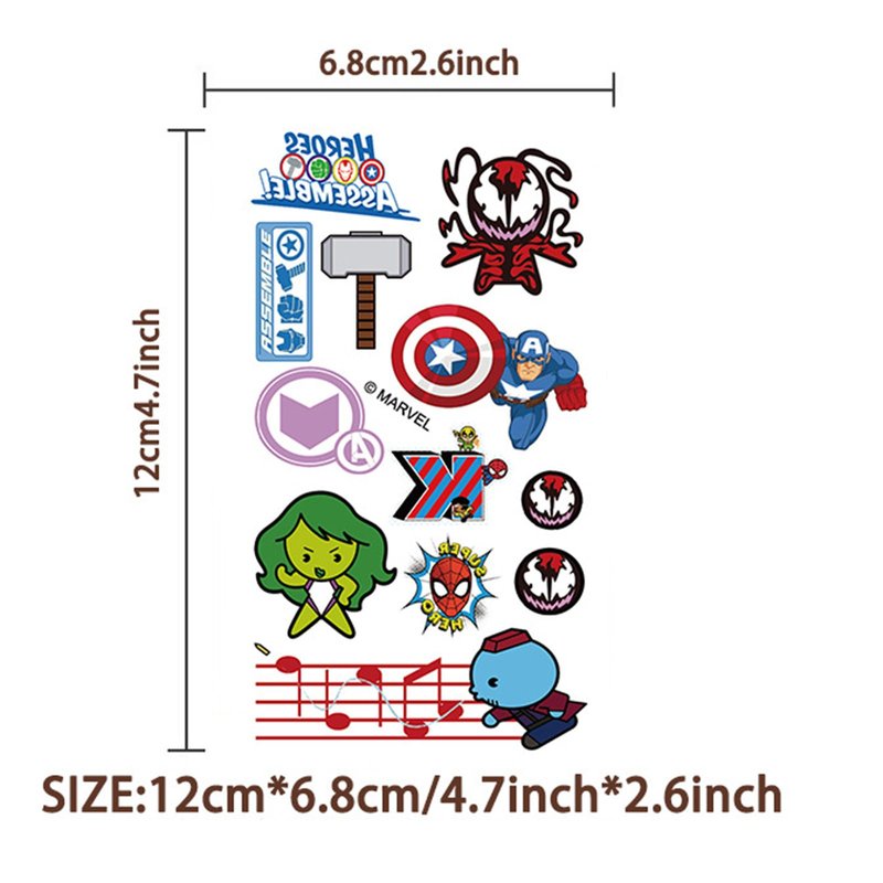10 Sheets Superhero Temporary Tattoos for Teen, Cool Birthday Party Favors, Cartoon Decoration Sticker Gifts for Adult Home Activity Class Prizes Carnival Christmas Rewards