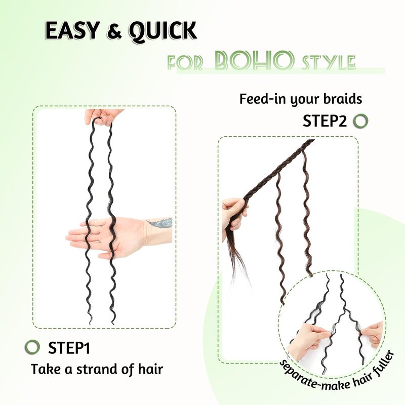 HUA Boho Braiding Hair - 20 Inch Deep Wave Bulk Human Hair Mix | 130g Natural Black for Knotless Braids