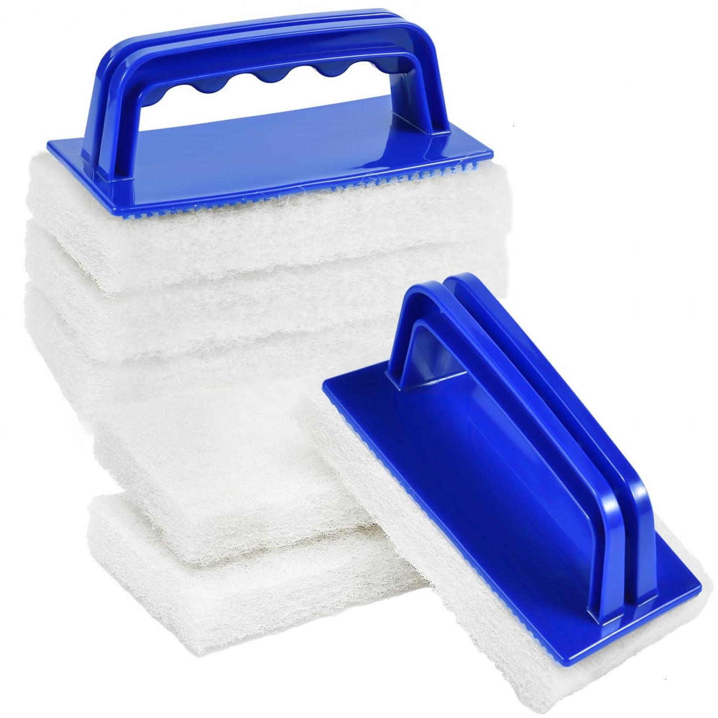 YoleShy Shower Scrubber Non-Scratch Bathtub Scrubber Heavy Duty Scrub Pad with Handle for Bathroom Tile Bathtubs Shower Tile Sink Pool Tile Spas (Blue)
