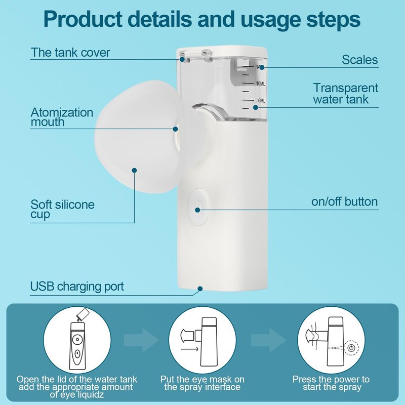OTBK Portable Nano Mist Humidifier - Personal Eye & Face Moisturizer, USB Rechargeable Sprayer for Comfort