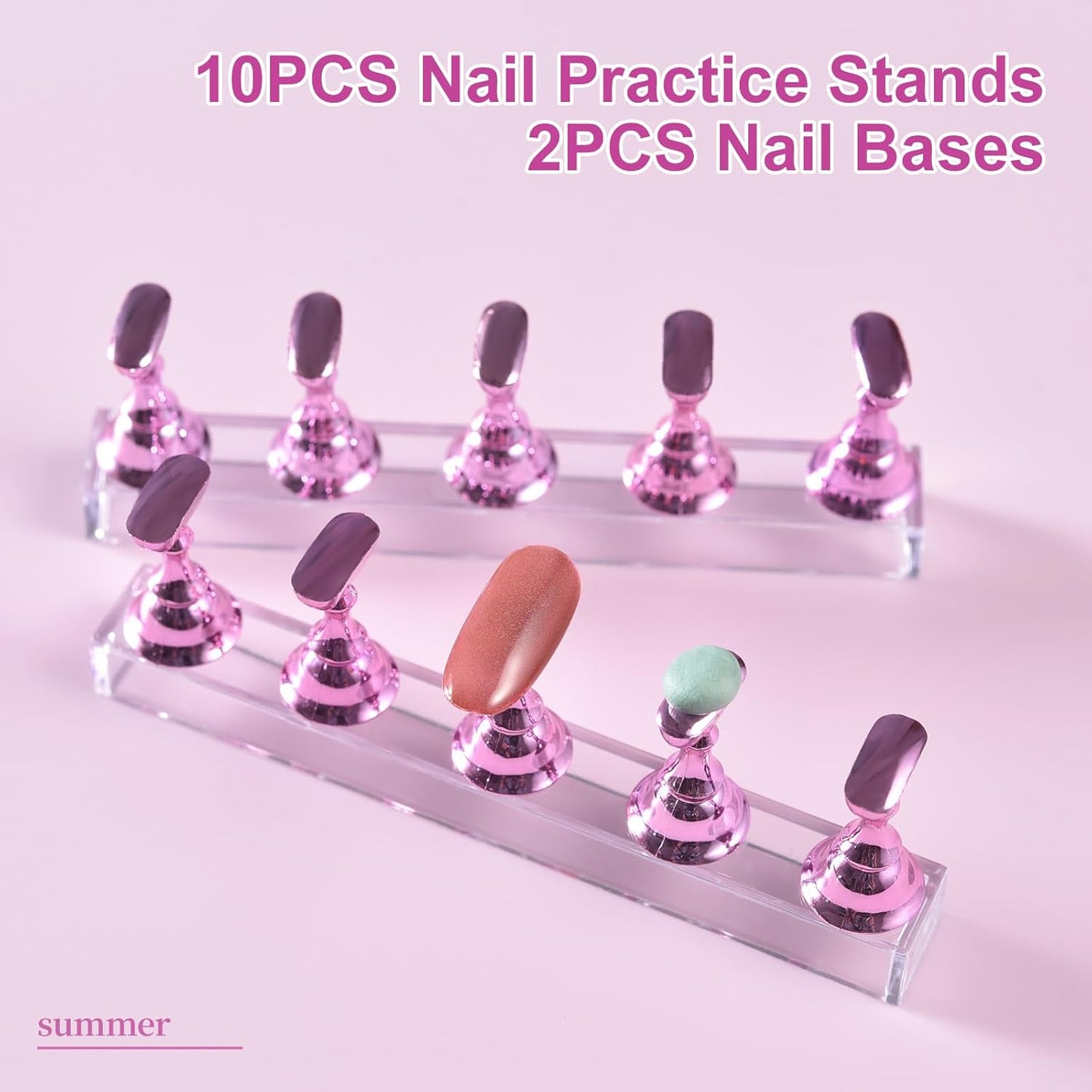 Skiennix Nail Stand Set - Magnetic Display Holder for Press-On Nails | Pink | Perfect for Home & Salon Use