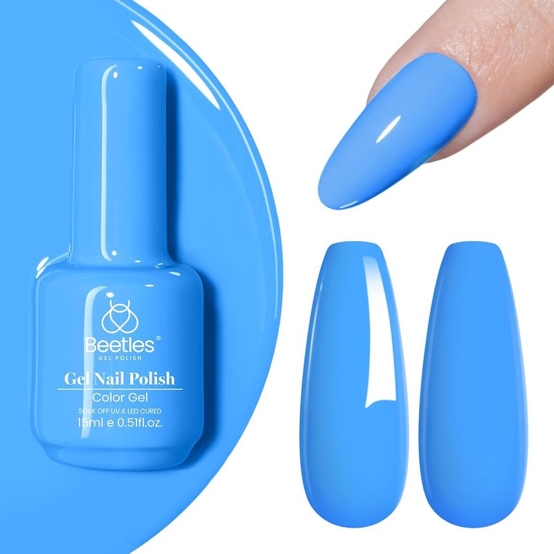 Light Blue Gel Nail Polish - Soak Off UV/LED Formula for DIY Home Manicure | 15ml Coastal Holiday Bliss