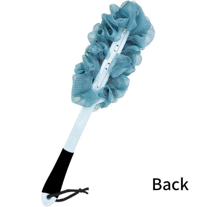 2Pack Back Scrubber for Shower, Loofah with Handle, Back Loofah Non-Slip Handle, Bath Body Brush, Scrub Cleaning Brush for Shower, Soft Mesh Sponge On a Stick for Men Women Elderly (Two Blue)