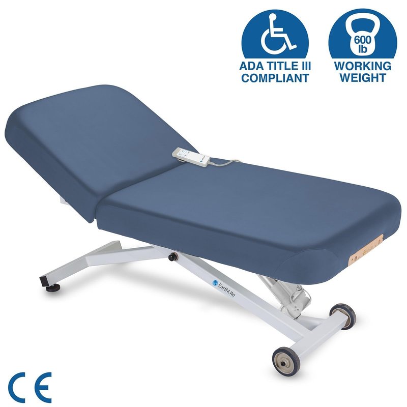 EarthLite Ellora Electric Lift Massage Table with Electric Tilt, Made in USA, 32" x 73", Mystic Blue