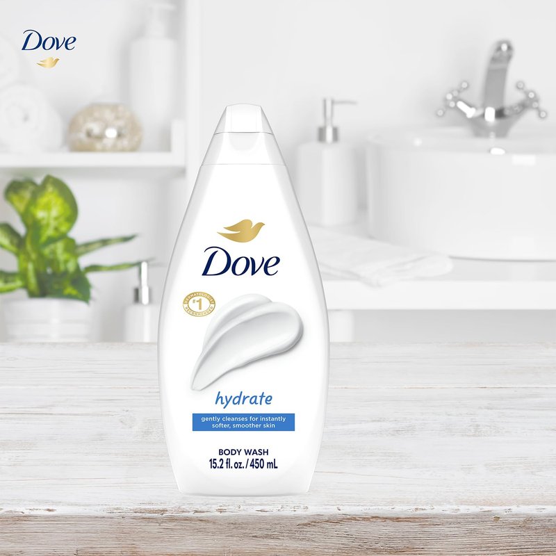 Dove Body Wash, Hydrate 4-Pack – Moisturizing Cleanser for Smooth, Soft Skin, 15.2 Oz Ea