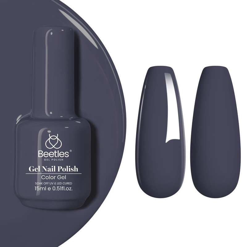 beetles Dark Grey Gel Polish - 15ML Crown Navy Blue Dark Gray Borealis Gel Polish Soak Off Nail Art Manicure Salon DIY Uv Lamp Nail Design Decoration at Home