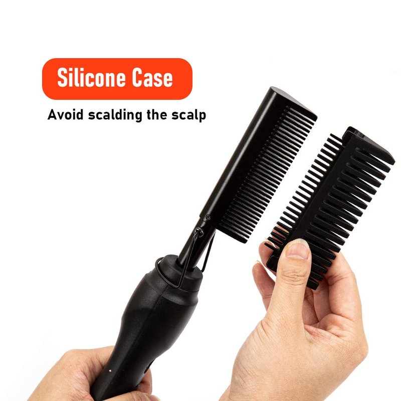 AIHOPESTO Electric Hot Comb Hair Straightener for African American Hair, 3 Temperature Settings, Metal Surface, Lightweight & Compact, 5 Piece Set