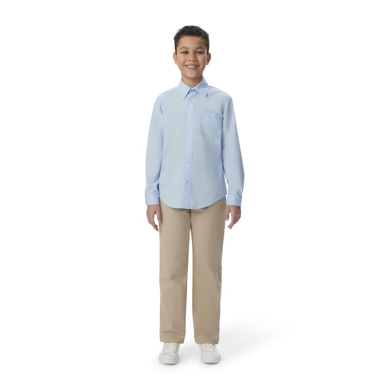 French Toast Boys' Expandable Collar Button Down Dress Shirt with Long Sleeves (Standard & Husky), White, 6
