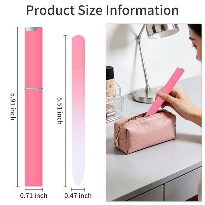 3 Pcs Glass Nail File,Crystal Nail Files with Case,Fingernail Files,Portable Glass Nail File Double Sided for Natural & Acrylic Nail Care,Manicure Tools Gifts for Women Girls