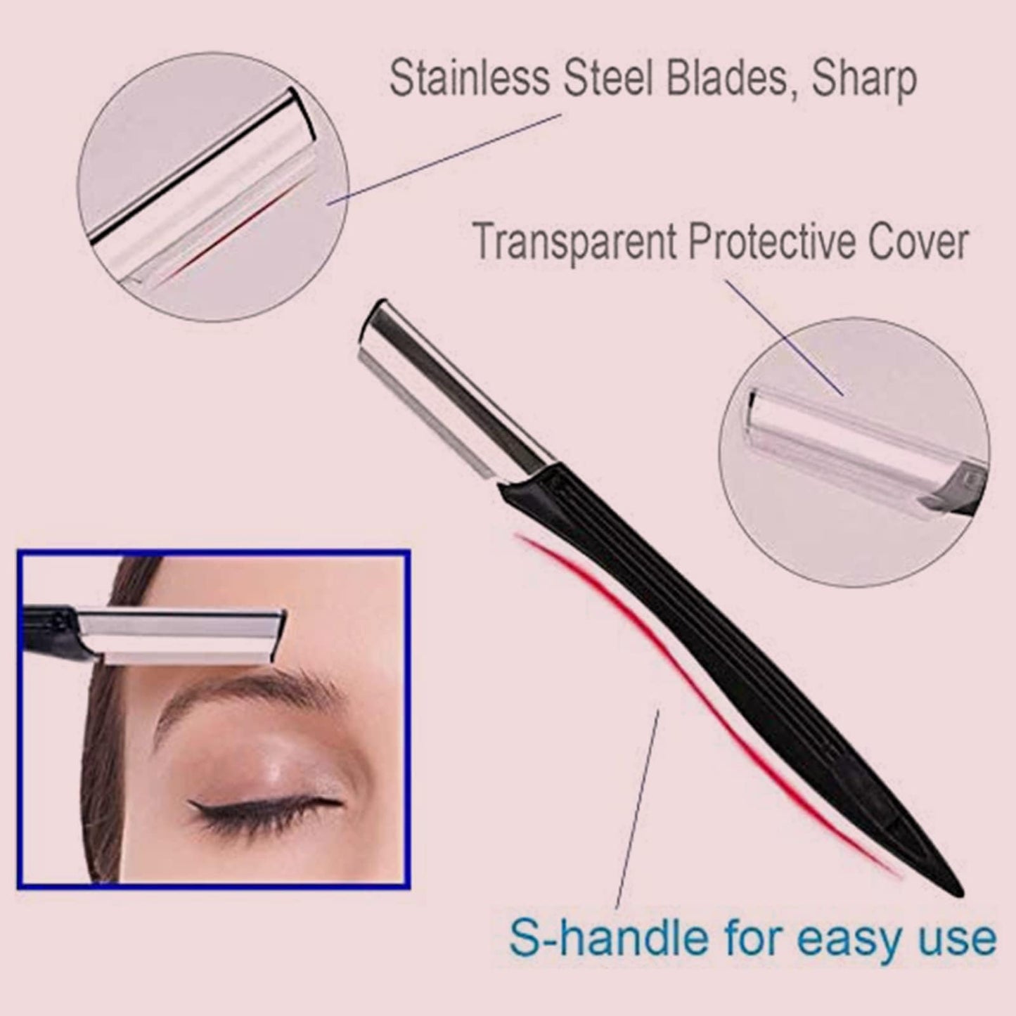 Sunuly Eyebrow Razor, 7 in 1 Brow Kit, Eyebrow Trimmer Set Including Brow Razors, Brush, Scissors, Tweezers, with Plastic Box for Women Men Eyelash Facial Grooming