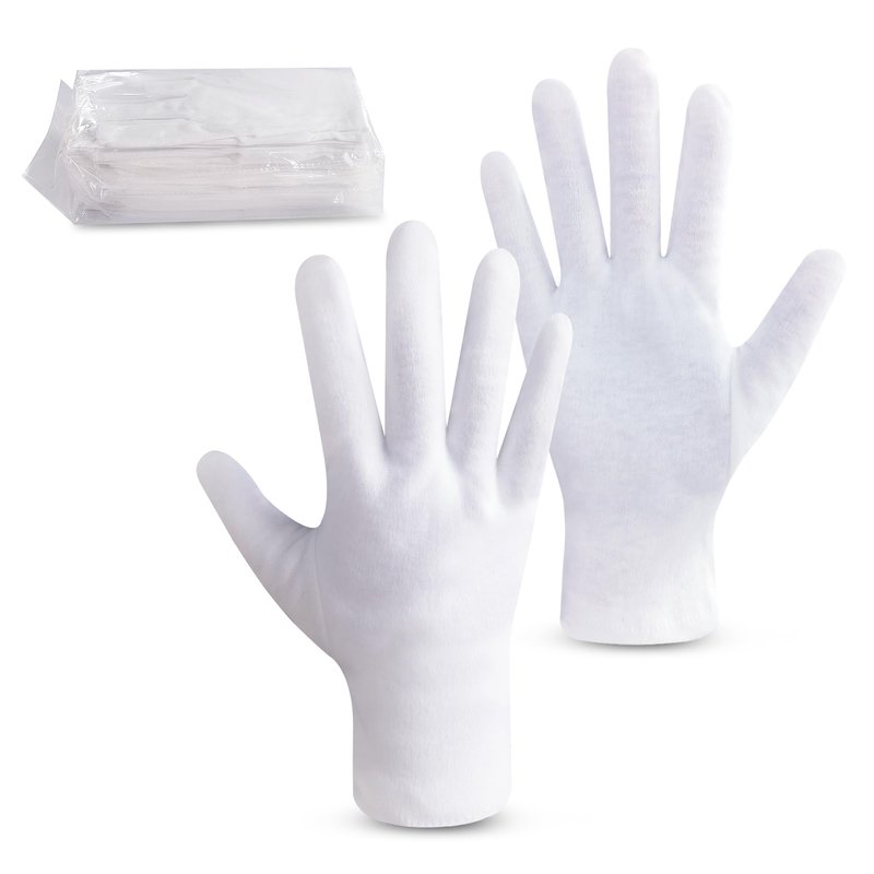 HandLove Premium 100% Cotton Gloves | Moisturizing Gloves for Dry Hands | Overnight Sleeping & Eczema | Pure White, 12 Pairs, Christmas Dress-Up Gloves