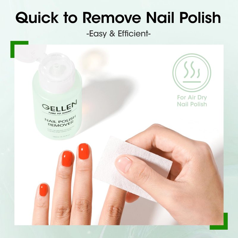 Gellen Nail Polish Remover, Non Acetone Nail Polish Removal for Regular Nail Polishes, Jasmine Scent Healthy Nail Polish Remover with Easy Push-down Pump, 6.09 Fl Oz
