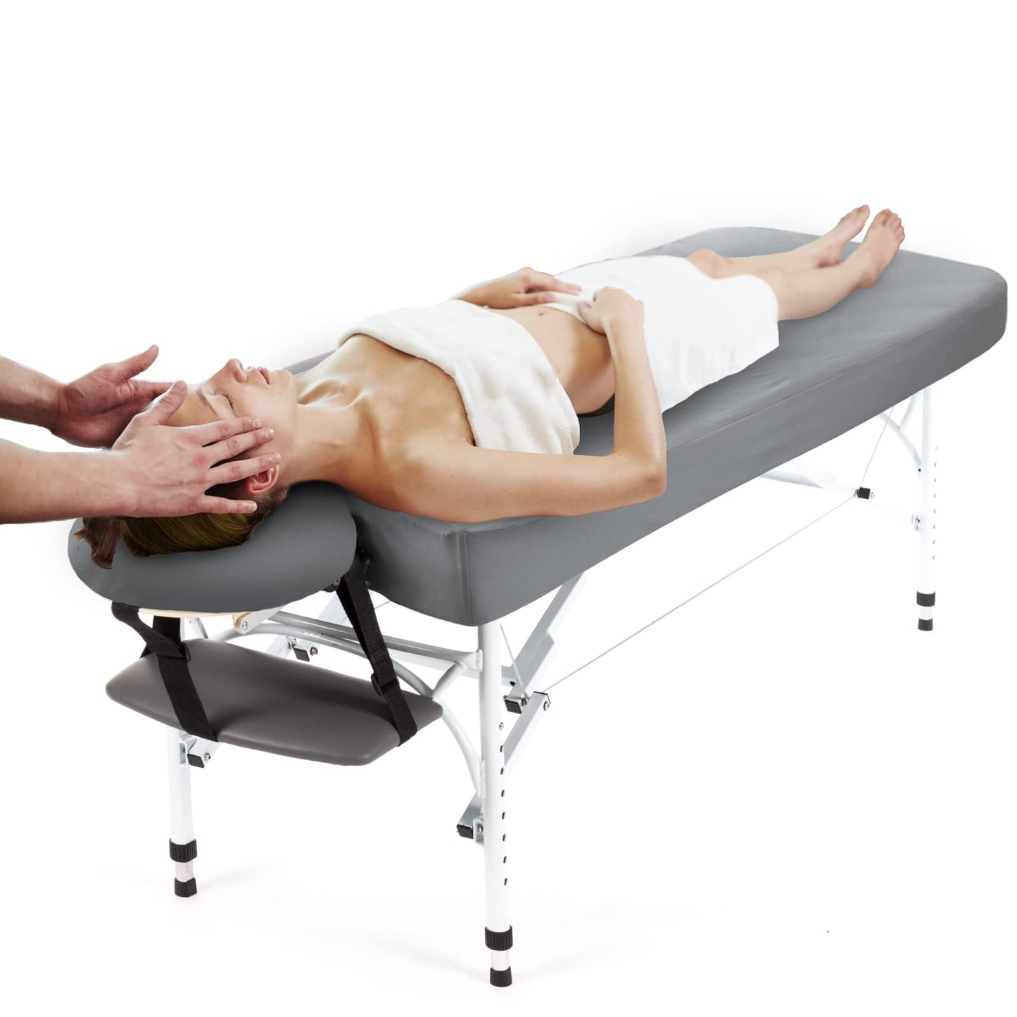 Waterproof Massage Table Cover, Massage Table Sheets Set 2- Piece Include Massage Fitted Sheet and Face Cradle Cover Ultra Soft & Skin-friendly Fit Massage Table & Facial Bed, Grey, 36×77×7