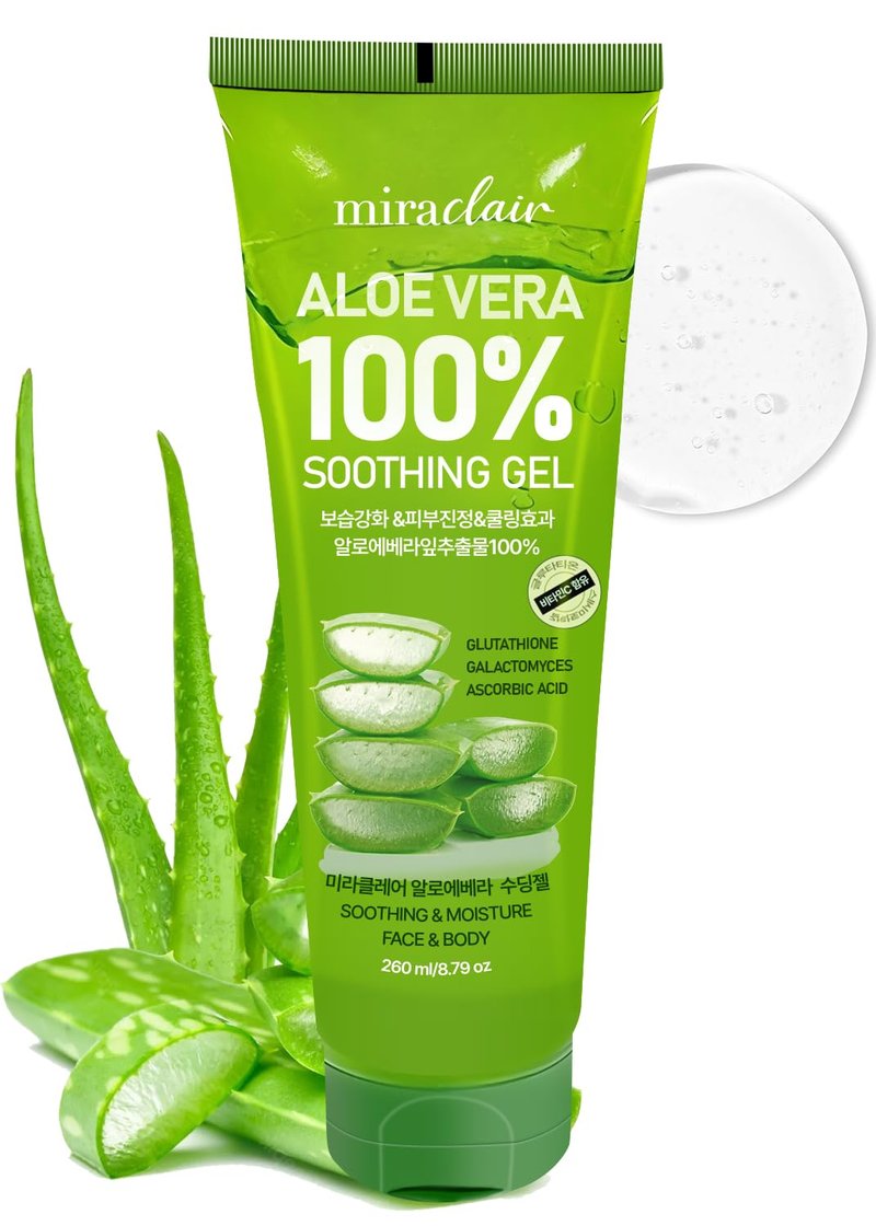 Aloe Vera Gel - 100% Pure Moisturizing Gel for Face & Body | Soothing Sunburn Relief, Travel Size 8.79 oz