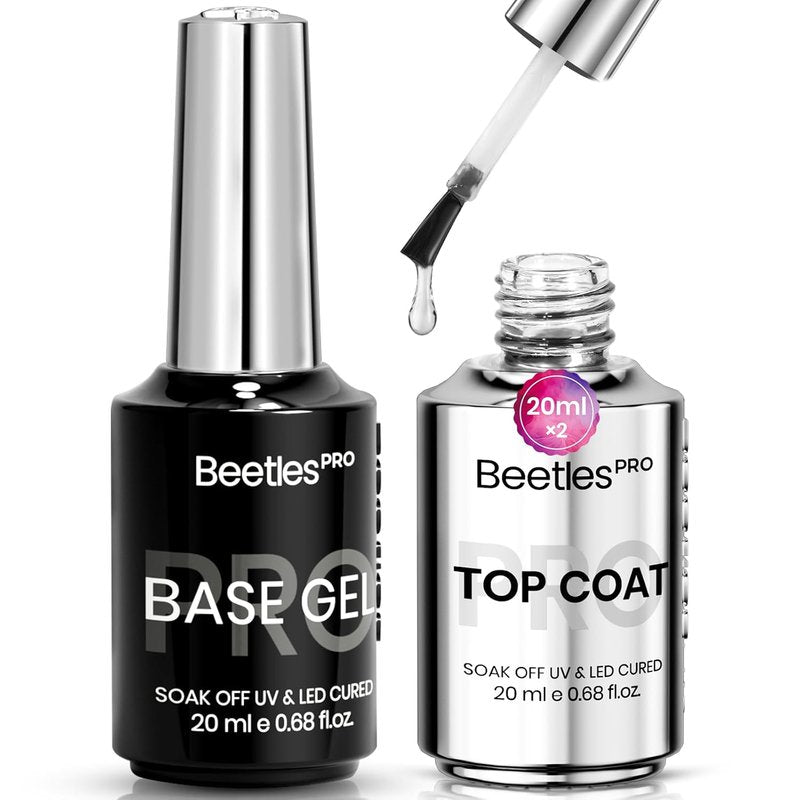 Beetles Pro Gel Nail Polish | Top Coat & Base Gel - 20ml Super Shine Finish, Long Lasting for 28 Days