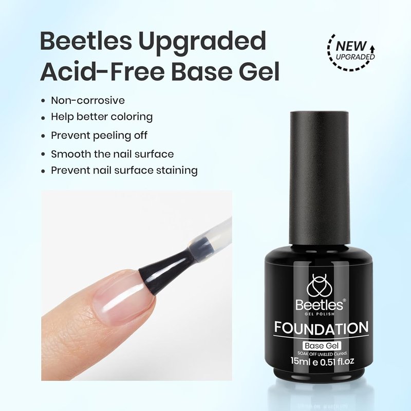 Beetles Base Coat Gel Polish - Long-Lasting 15ml Soak Off Formula for DIY Nail Art | Perfect Gift for Women