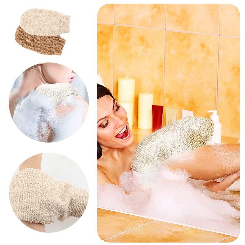 PENKOHOME 2 Pcs Shower Glove Exfoliating Glove Bath Natural Fibre Body Shower Remove for Women and Men Use in Shower