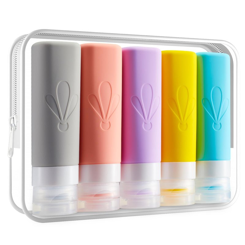 INSFIT Travel Bottles for Toiletries, TSA Approved 3oz Travel Size Toiletries, BPA Free Leak Proof Squeezable Silicone Tubes Travel Essentials for Shampoo Conditioner Lotion Soap