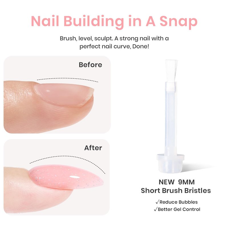 Beetles Builder Gel for Nails-Starlit Nude 8 in 1 Nail Thickening Strengthening Building Apex for Beginner DIY Salon at Home,Shimmer Pink Builder Nail Gel,UV & LED Lamp Cured Needed