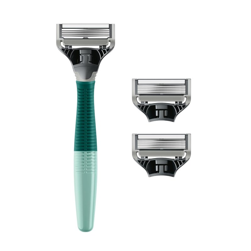 Harry's Shaving Kit for Men - German Engineered Razor Handle with 3 Blade Refills - Sage Color