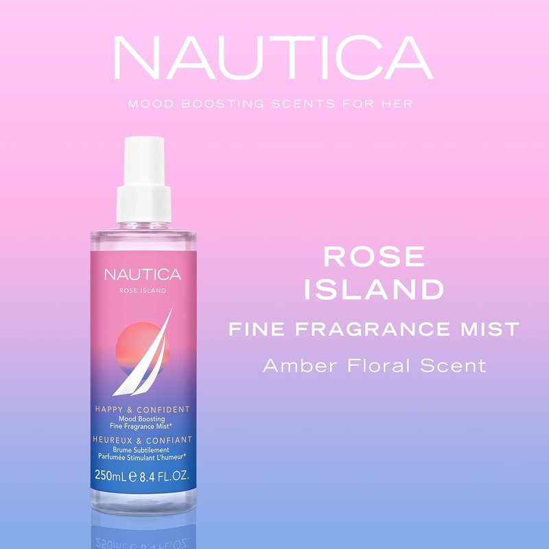 Nautica Rose Island Body Mist for Women - Long Lasting Lemon, Rose & Musk Fragrance | 8.4 Fl Oz