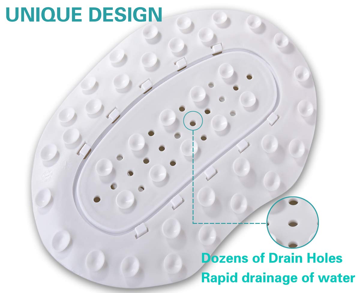 Sfirey Small Bath Tub Neck Pillow, TPE Waterproof Suction Cups Bathtub Neck Pillow & Cushion, Ultra Thin, Lightweight Quick Drying Bath Accessories Spa Gifts for Women,White (13x9.6x1.6 Inch)