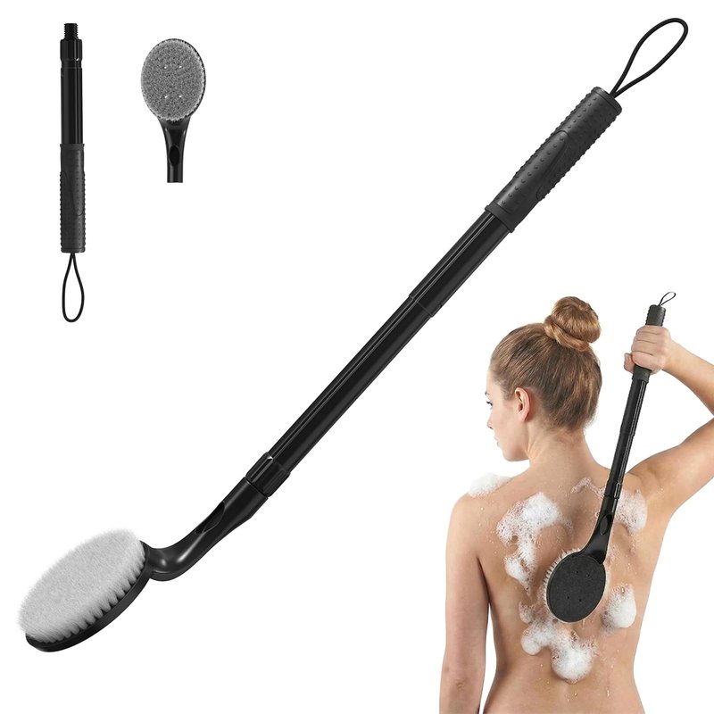 Gobiteli Back Scrubber for Shower,25" Long Handle Shower Brush for Body Exfoliator and Deep Clean,Back Washer for Shower for Men,Women and Elderly