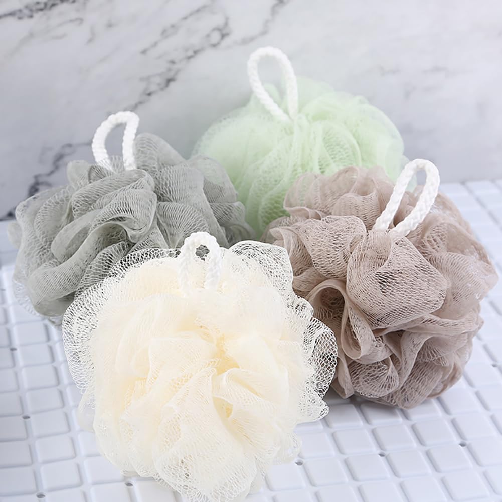 UUYYEO 2 Pcs Loofah Exfoliating Bath Sponge Mesh Pouf Shower Ball Large Body Shower Puff Scrunchies Skin Scrubber Body Sponge Body Cleansing Loofah Sponge