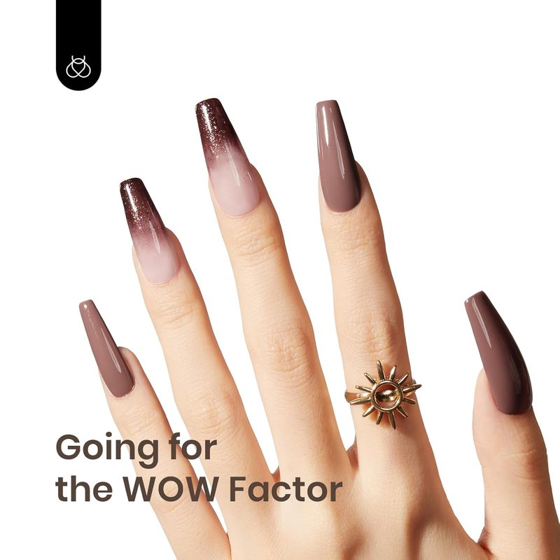 Beetles Brown Glitter Gel Nail Polish - Chocolate Brown Soak Off 15ml | Perfect for DIY Nail Art & Manicure