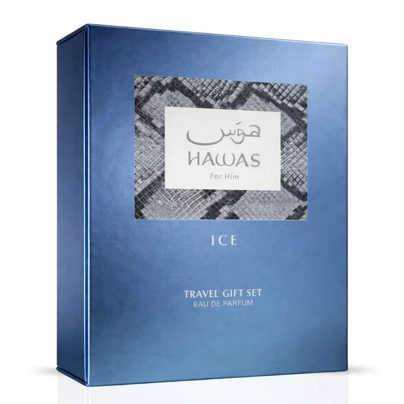 RASASI Hawas Ice For Men 2 piece Travel Set Eau De Parfum Spray 100ML (3.4 Oz) & 8ml (0.27 Oz)