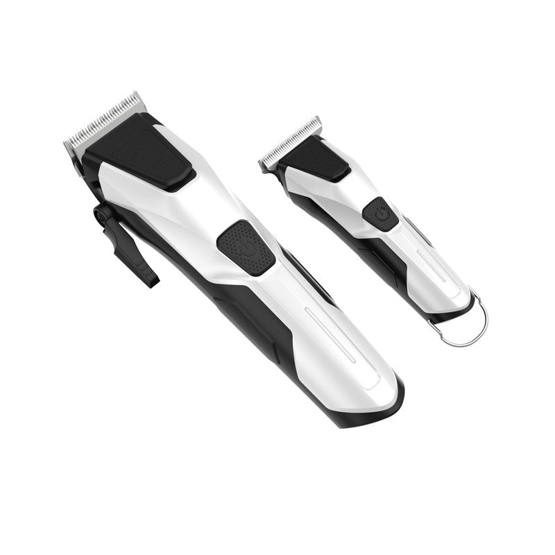 Professional Hair Clippers for Men, Professional Barber Clippers and Trimmer Set, Mens Cordless Hair Clipper for Barbers Haircut Kit Fade White
