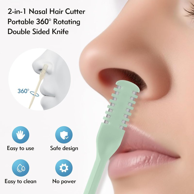 Nasal Hair Cutter - 2-in-1 Double-Sided Trimmer | Portable 360° Manual Design for Men & Women - Colorful 5-Pack
