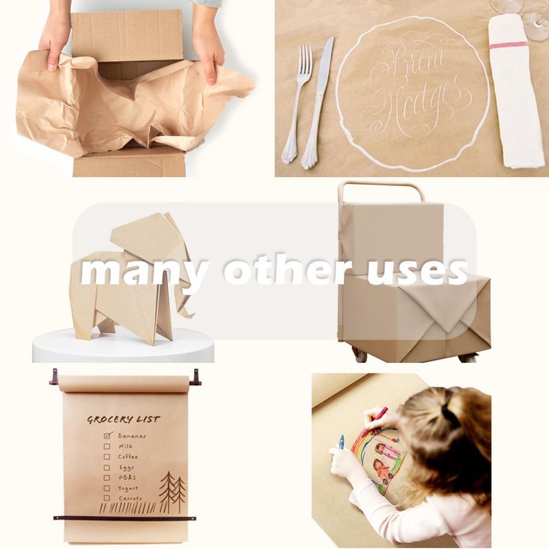 SMART&CASUAL Brown Wrapping Paper Roll 17.8"×1,200"(100') Kraft Paper for Craft Gift Bulletin Board Banner Bouquet Flower Table Covering Packing Shipping Moving 70GSM 50LB(Brown, 17.8" x 1,200")