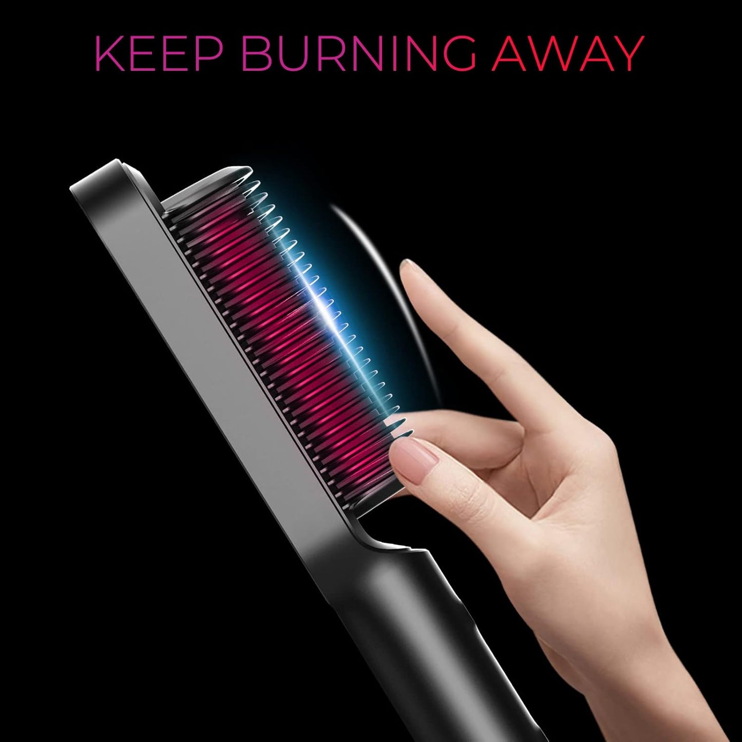 TYMO Ring Hair Straightener Brush - Fast Heating Comb with 5 Temperature Settings | Black