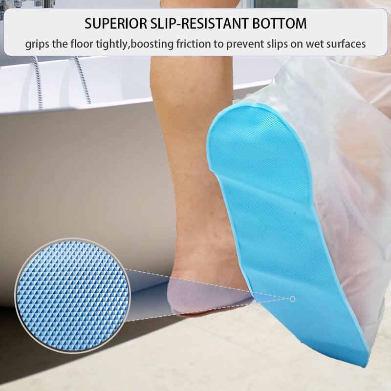Non-Slip Waterproof Foot Cast Covers for Shower Adult, Shower Boot Foot Protector, Adult Cast Protector for Shower Ankle Foot After Surgery(15.75" in. Long)