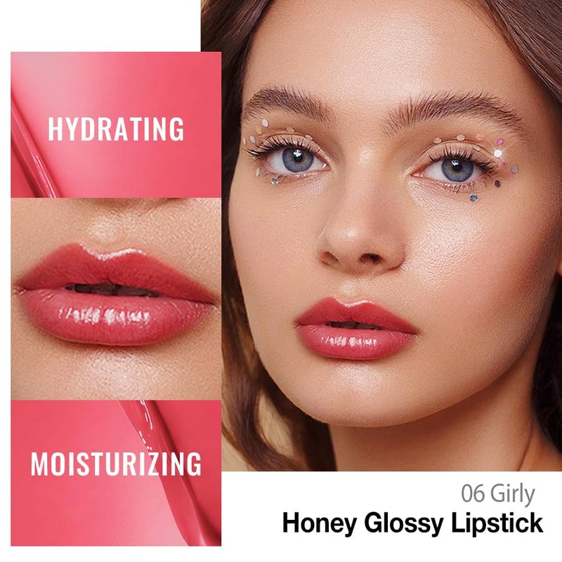 evpct Girly Pink Honey Lipstick Tinted Lip Balm, Moisturizing Tinted Lip Oil Stick Lipstick for Older Women, Sheer Lightweight Hydrating Nourishing Shine Tinted Lip Color Gloss Tint Stain, Girly Pink