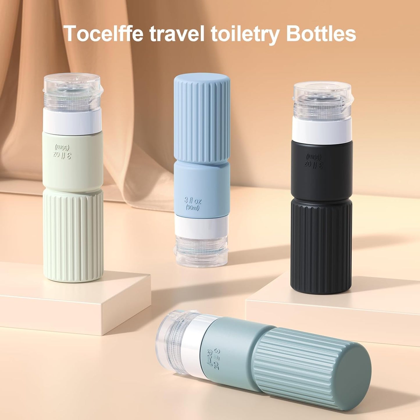 Travel Bottles for Toiletries - TSA Approved Silicone Containers | Leak-Proof 3oz Refillable Shampoo & Conditioner Set