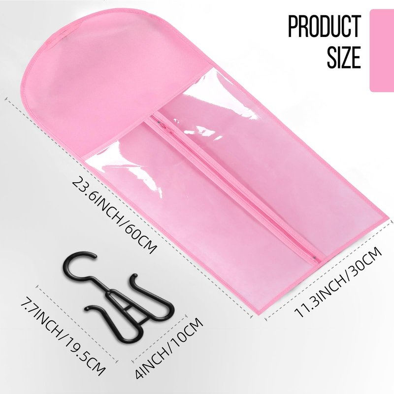 12PCS Wig Storage Bags with Hanger - Hair Extension Holder for Multiple Wigs, Extensions & Accessories (PINK)