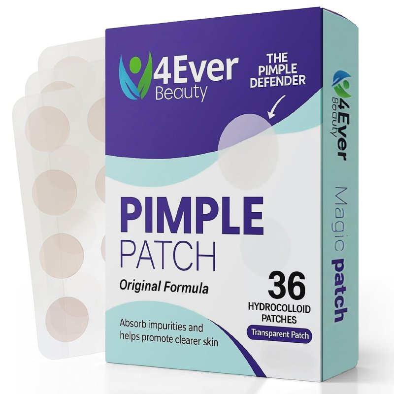 4Ever Beauty Hydrocolloid Pimple Patches for Face & Body | Ultra-Thin Invisible Acne Spot Covers | Pimple Stickers 36 Count (12mm) | Original