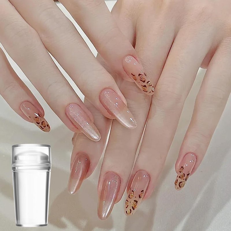 French Tip Tool Nail Stamp Silicone French Tip Nail Stamp Kit Clear Nail Art Stamper Nail Stamping with Scrapers and Nail Art Brushes for French Manicure Home DIY Salon