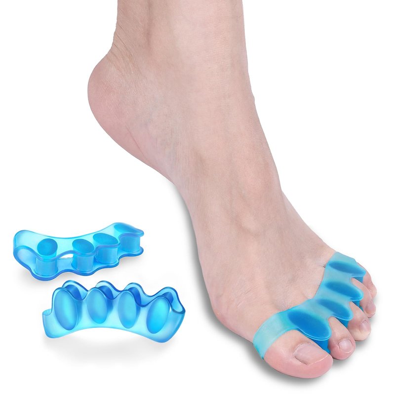 2 Pack Soft Silicone Toe Separators & Spacers for Men & Women, Toe Straighteners for Bunion Relief, Hammer Toe Support & Overlapping Toe Correction - Blue