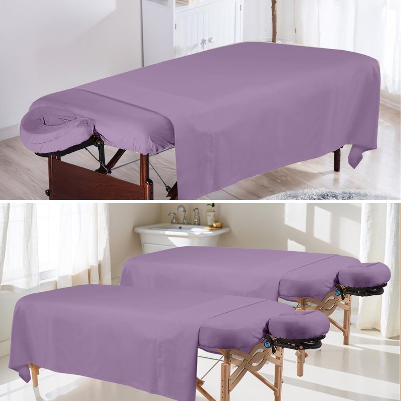 4 Sets Premium Microfiber Massage Table Sheets Set 3 Piece Set Includes Massage Table Cover Fitted Sheet and Fitted Face Rest Cover, Purple
