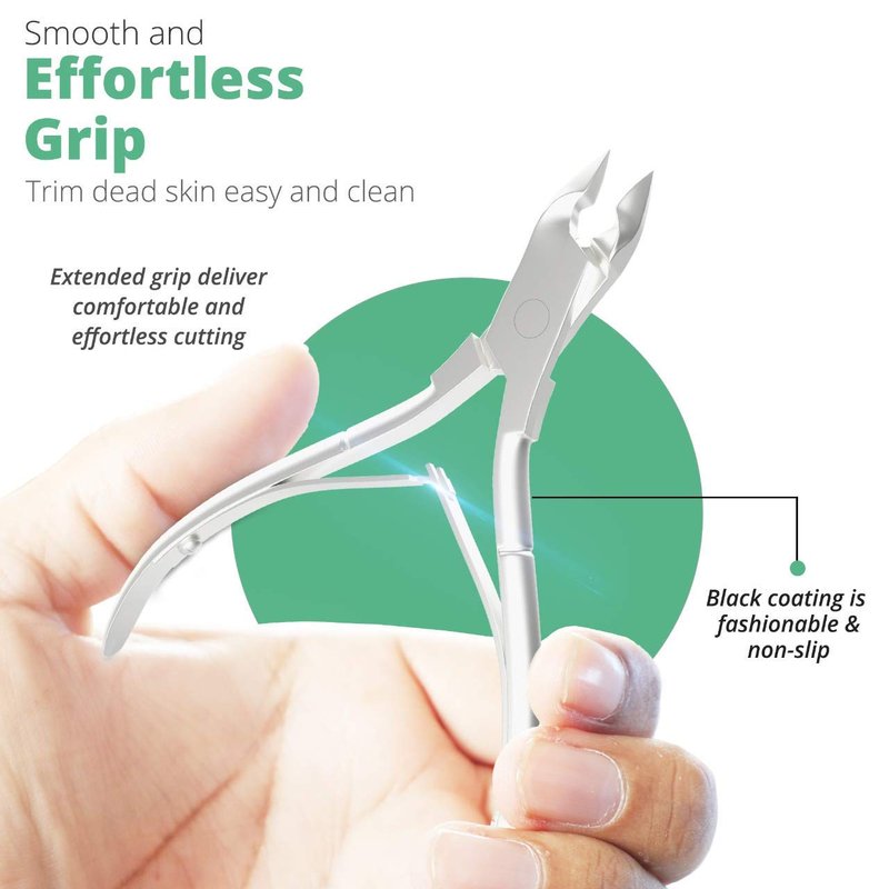 Professional Cuticle Trimmer - Premium Stainless Steel Nipper with Non-Slip Grip | Double Spring Manicure & Pedicure Tools in White/Pink & Silver