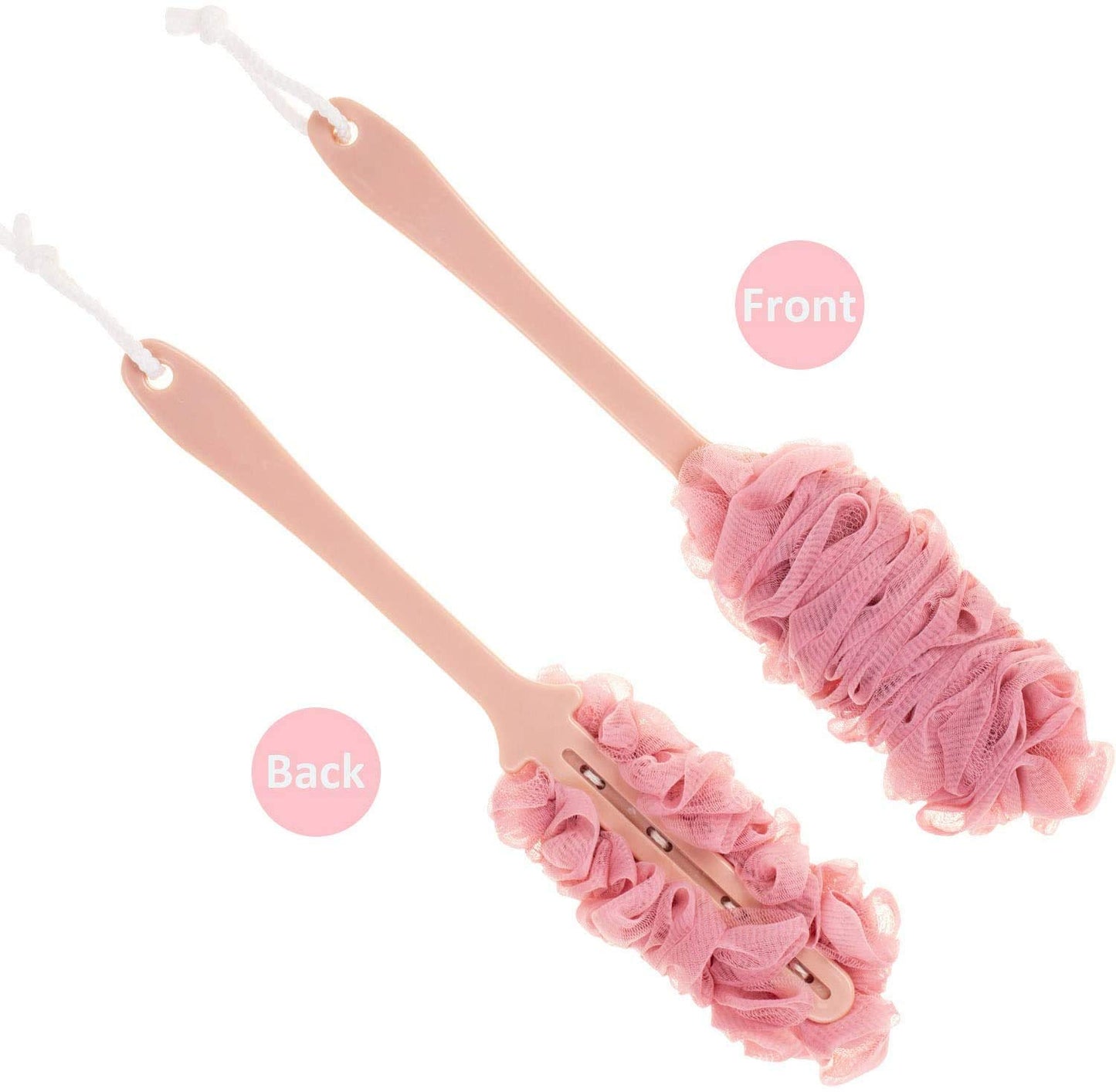 Arswin Back Scrubber for Shower,Loofah Long Handle Bath Body Brush,Soft Nylon Mesh Sponge for Shower,Loofah On a Stick for Men Women,Exfoliating Scrub Cleaning Luffa for Elderl(3Pack-Mix)