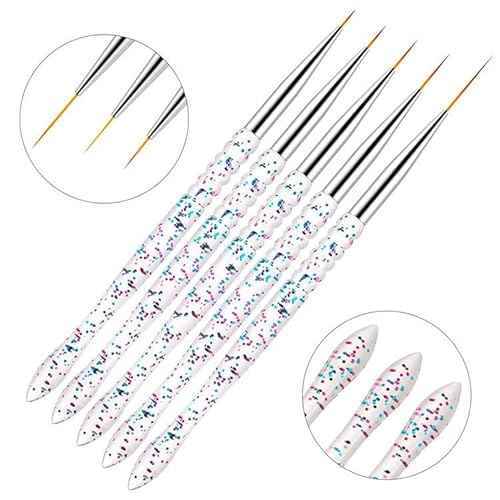 Nail Dotting Tools 10 Pcs Kit - 5 pcs Double-end Nail Dotting tools and 5 Pcs Nail Art Liner Painting Brushes