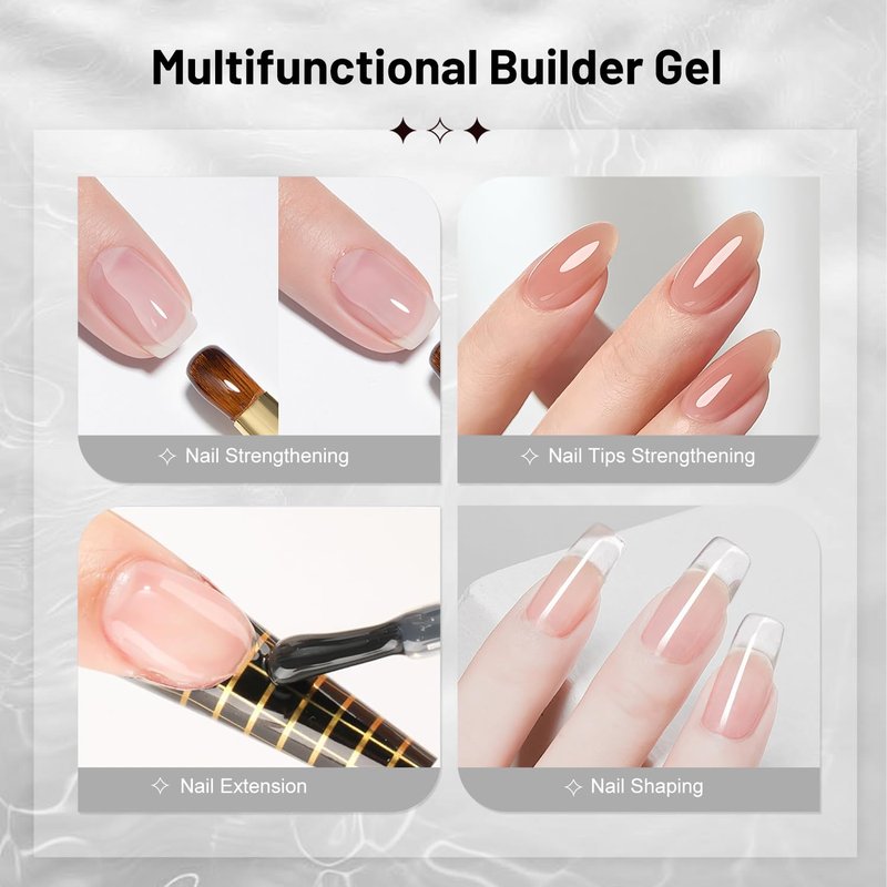 JODSONE 10ml Builder Gel for Nails - Clear Thickening Solution for Nail Extensions | Long-Lasting DIY Art