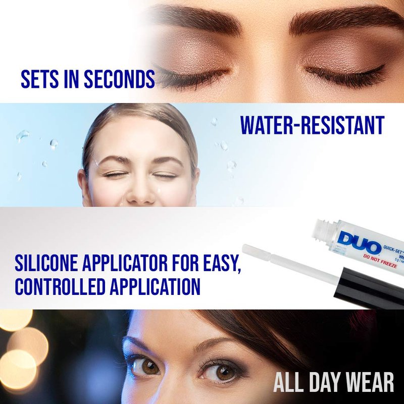 DUO Eyelash Glue - Quick-Set, Strong Hold, Latex-Free, Waterproof | 0.18 oz, 2 Pack in White/Clear