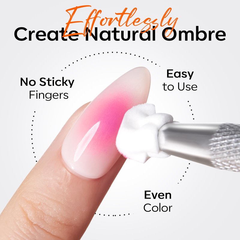 Modelones 150pcs Nail Sponges for Ombre, Nail Art Sponge with Grabbing Pen Reusable Soft Sponges for Gradient Ombre Blush Chrome Design Effects Professional Nail Stuff Supplies DIY