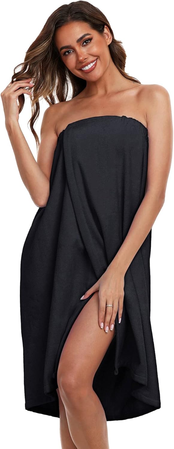 Women's Cotton Towel Wraps - Soft Bath Shower Robes | Solid Color Options