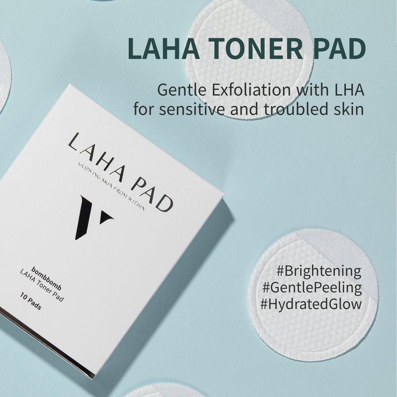 Botem LAHA Exfoliating Toner Pads | LHA, Niacinamide & Hyaluronic Acid – Gentle Exfoliating, Hydrating & Pore Care | 10 Pads